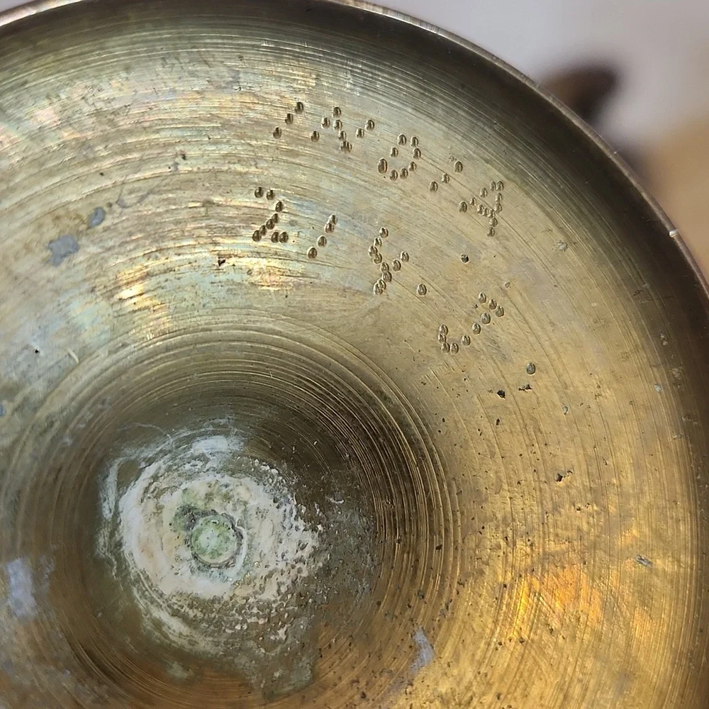 Pair (2) Vintage Etched Floral Pattern Brass Vase 6inches